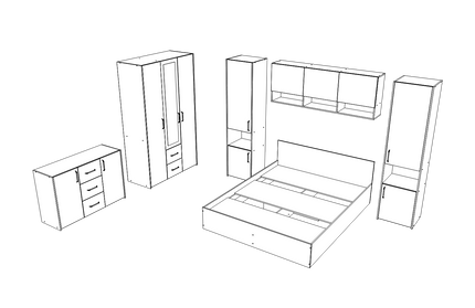 Set dormitor Malmo V12, Pat 200 x 140 cm, Stejar Alb/Antracit