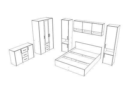 Set dormitor Malmo V12, Pat 200 x 140 cm, Stejar Alb/Antracit
