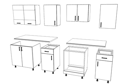 Set Bucatarie Karo V13, Gri Lucios/Alb, MDF, Blat Thermo 28 mm, L 220 cm