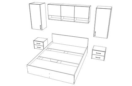 Set dormitor Malmo V13, Pat 200 x 140 cm, Stejar Alb/Antracit