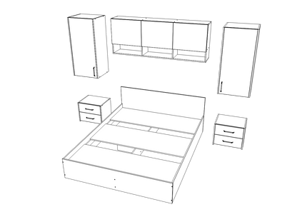 Set dormitor Malmo V13, Pat 200 x 140 cm, Stejar Artisan/Argila