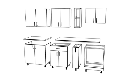 Set Bucatarie Karo V14, Alb, Blat Thermo 28 mm, L 220 cm