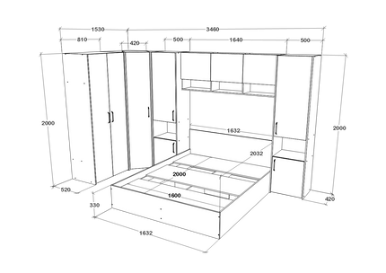 Set dormitor Malmo V15, Pat 200 x 160 cm, Stejar Artisan/Argila
