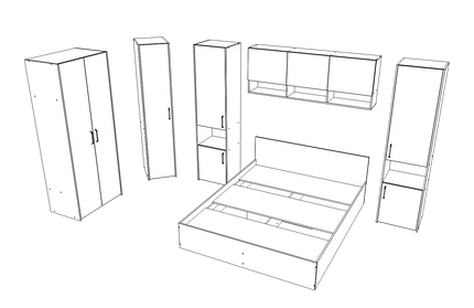 Set dormitor Malmo V15, Pat 200 x 140 cm, Stejar Alb/Antracit