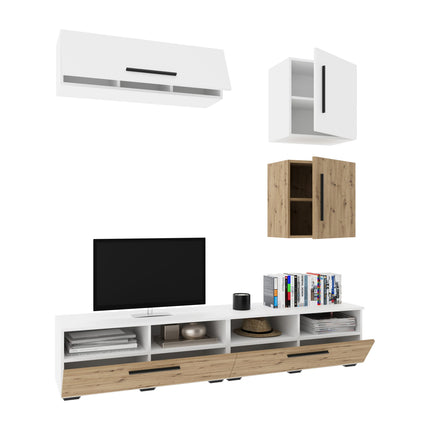 Living Kos V15, Alb/Stejar Artisan, L 190 cm