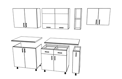 Set Bucatarie Karo V16, Gri Lucios/Alb, MDF, Blat Thermo 28 mm, L 240 cm