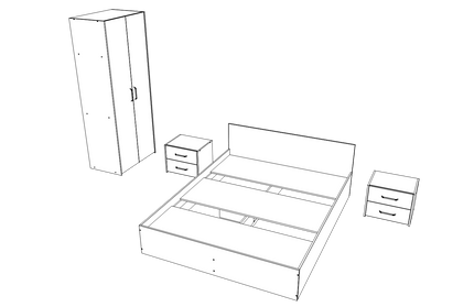 Set dormitor Malmo V16, Pat 200 x 140 cm, Stejar Alb/Antracit