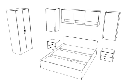 Set dormitor Malmo V17, Pat 200 x 140 cm, Stejar Alb/Antracit