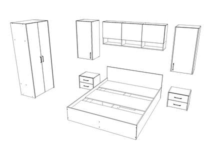 Set dormitor Malmo V17, Pat 200 x 140 cm, Stejar Artisan/Argila