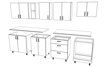 Set Bucatarie Karo V18, Gri Lucios/Alb, MDF, Blat Thermo 28 mm, L 260 cm