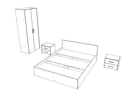 Set dormitor Malmo V1, Pat 200 x 160 cm, Stejar Alb/Antracit