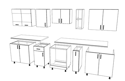 Set Bucatarie Karo V21, Gri Lucios/Alb, MDF, Blat Thermo 28 mm, L 280 cm