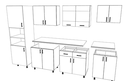 Set Bucatarie Karo V23, Gri Lucios/Alb, MDF, Blat Thermo 28 mm, L 280 cm