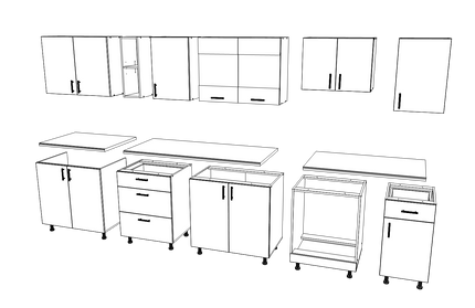 Set Bucatarie Karo V28, Gri Lucios/Alb, MDF, Blat Thermo 28 mm, L 320 cm