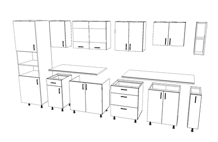 Set Bucatarie Karo V29, Gri Lucios/Alb, MDF, Blat Thermo 28 mm, L 320 cm