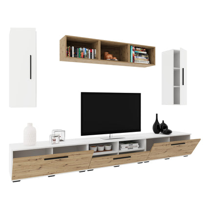 Living Kos V2, Alb/Stejar Artisan, L 285 cm