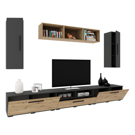 Living Kos V2, Antracit/Stejar Artisan, L 285 cm