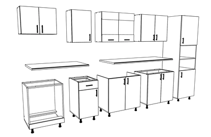 Set Bucatarie Karo V30, Gri Lucios/Alb, MDF, Blat Thermo 28 mm, L 320 cm