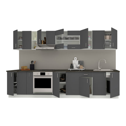 Set Bucatarie Karo V32, Antracit/Alb, Blat Thermo 28 mm, L 340 cm
