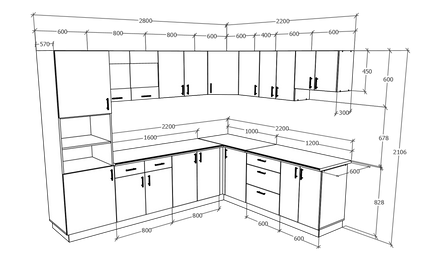 Set Bucatarie Colt Karo V36, Gri Lucios/Alb, MDF, Blat Thermo 28 mm, L 280 x 220 cm