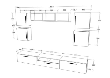 Living Kos V3, Alb/Stejar Artisan, L 285 cm