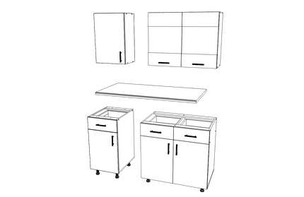 Set Bucatarie Karo V3, Gri Lucios/Alb, MDF, Blat Thermo 28 mm, L 120 cm