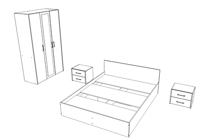 Set dormitor Malmo V3, Pat 200 x 140 cm, Stejar Alb/Antracit