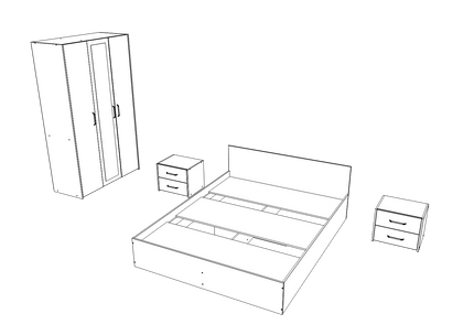 Set dormitor Malmo V3, Pat 200 x 140 cm, Stejar Artisan/Argila