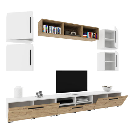 Living Kos V3, Alb/Stejar Artisan, L 285 cm