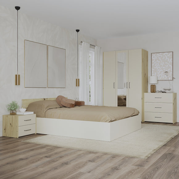 Set dormitor Malmo V4, Pat 200 x 160 cm, Stejar Artisan/Argila