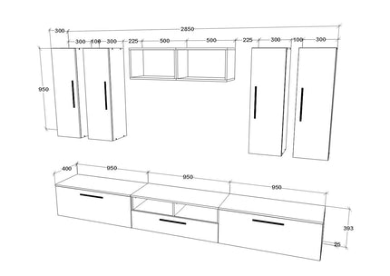 Living Kos V4, Alb/Stejar Artisan, L 285 cm