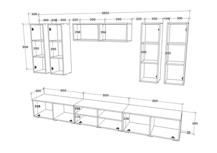 Living Kos V4, Alb/Stejar Artisan, L 285 cm