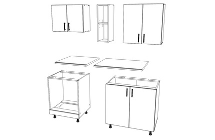 Set Bucatarie Karo V4, Alb, Blat Thermo 28 mm, L 140 cm