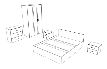 Set dormitor Malmo V4, Pat 200 x 140 cm, Stejar Alb/Antracit