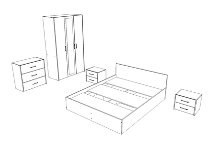Set dormitor Malmo V4, Pat 200 x 160 cm, Stejar Alb/Antracit