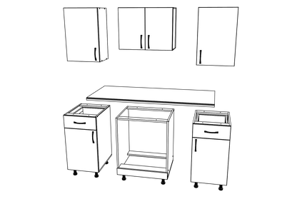 Set Bucatarie Karo V5, Alb, Blat Thermo 28 mm, L 140 cm