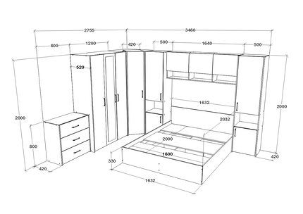 Set dormitor Malmo V6, Pat 200 x 160 cm, Stejar Artisan/Argila