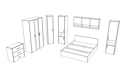 Set dormitor Malmo V6, Pat 200 x 140 cm, Stejar Alb/Antracit