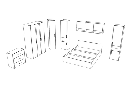 Set dormitor Malmo V6, Pat 200 x 160 cm, Stejar Artisan/Argila