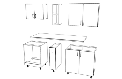 Set Bucatarie Karo V7, Alb, Blat Thermo 28 mm, L 160 cm