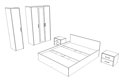 Set dormitor Malmo V7, Pat 200 x 140 cm, Stejar Alb/Antracit