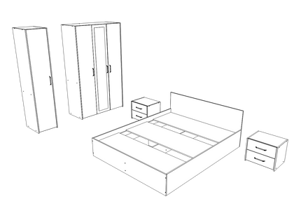 Set dormitor Malmo V7, Pat 200 x 140 cm, Stejar Alb/Antracit