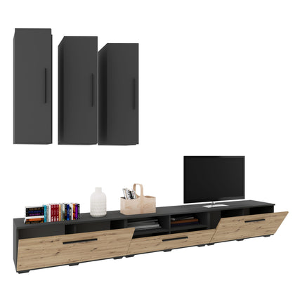 Living Kos V7, Antracit/Stejar Artisan, L 285 cm