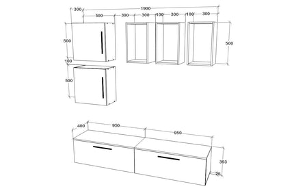 Living Kos V8, Antracit/Stejar Artisan, L 190 cm