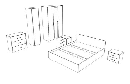 Set dormitor Malmo V8, Pat 200 x 140 cm, Stejar Alb/Antracit