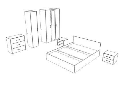 Set dormitor Malmo V8, Pat 200 x 140 cm, Stejar Alb/Antracit