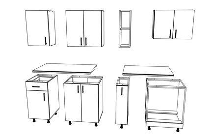 Set Bucatarie Karo V9, Gri Lucios/Alb, MDF, Blat Thermo 28 mm, L 180 cm