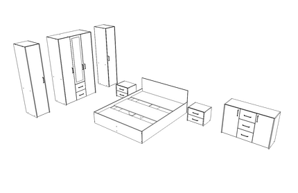 Set dormitor Malmo V9, Pat 200 x 140 cm, Stejar Alb/Antracit