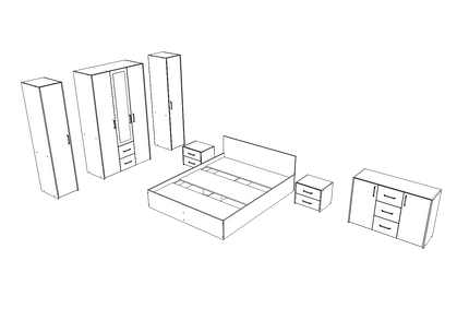 Set dormitor Malmo V9, Pat 200 x 160 cm, Stejar Alb/Antracit