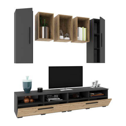 Living Kos V9, Antracit/Stejar Artisan, L 190 cm